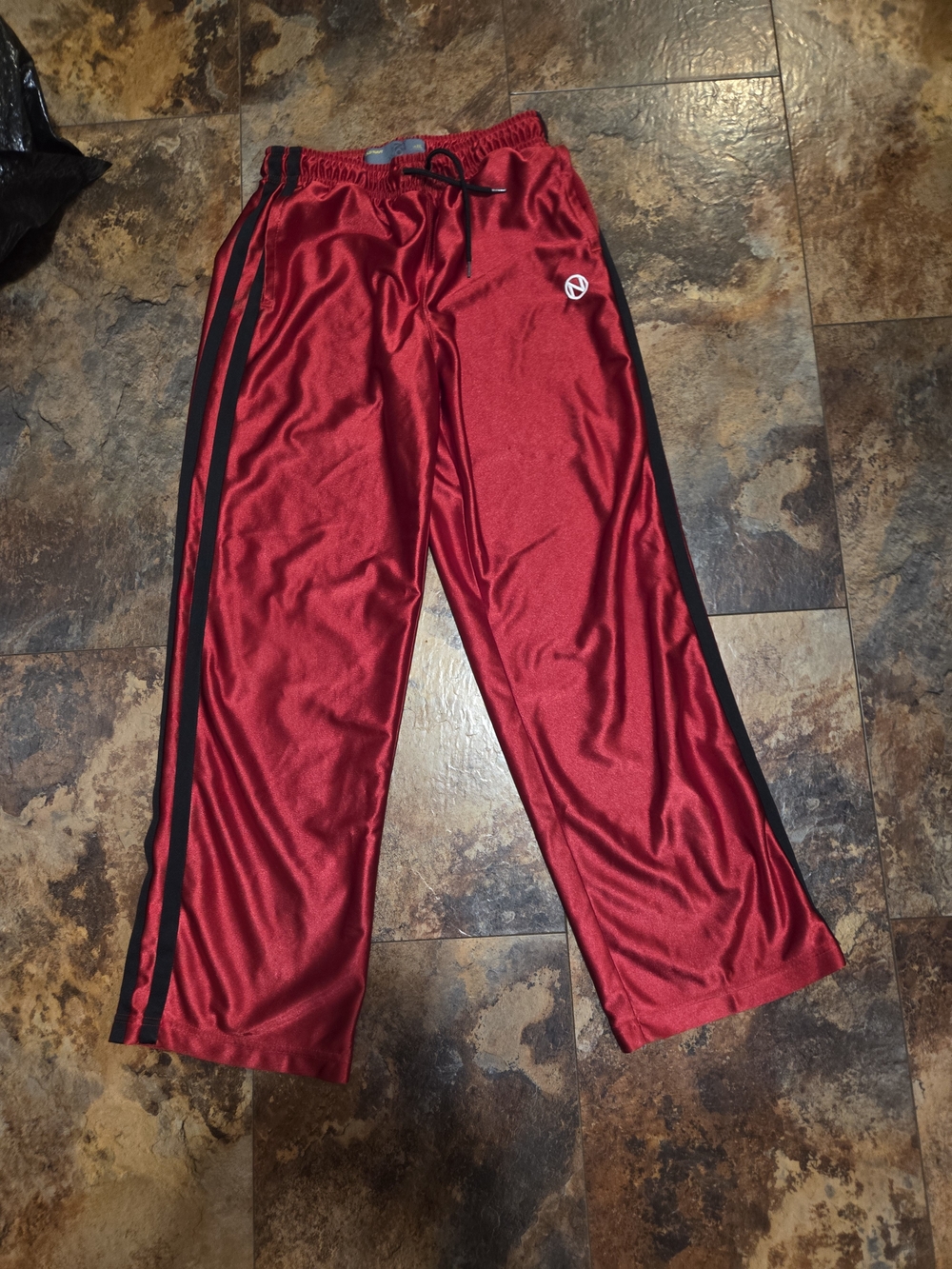 Old Navy Red Satin Jogger Pants with Black Drawstring